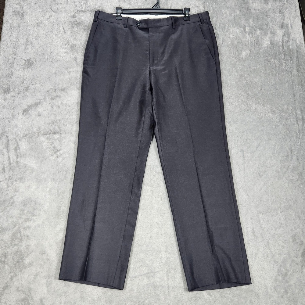 Santorelli Dress Pants Mens 38x30 Loro Piana Gray Wool Flat Front Italy